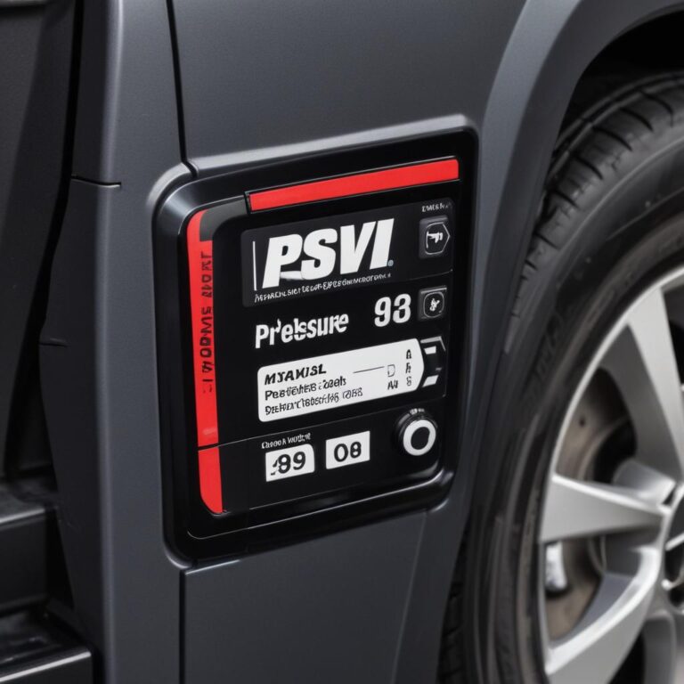The official tire pressure information label on a Honda CRV