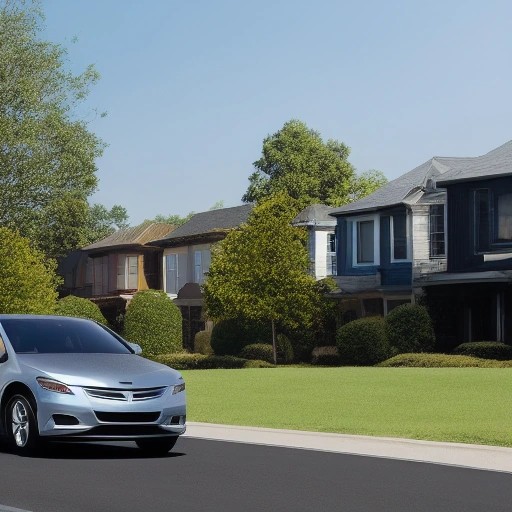 A silver hybrid sedan driving smoothly through a green neighborhood.