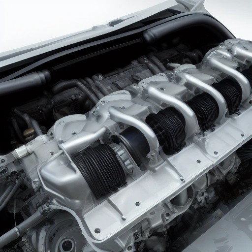 Detailed top down view of a clean V6 automotive engine bay