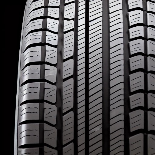 Close up tread pattern details of a low rolling resistance car tire