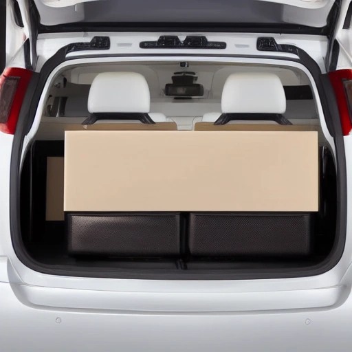 Open trunk compartment filled with travel luggage suitcases