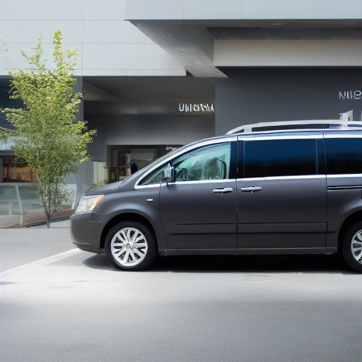 Dark gray multi passenger family minivan parked outside