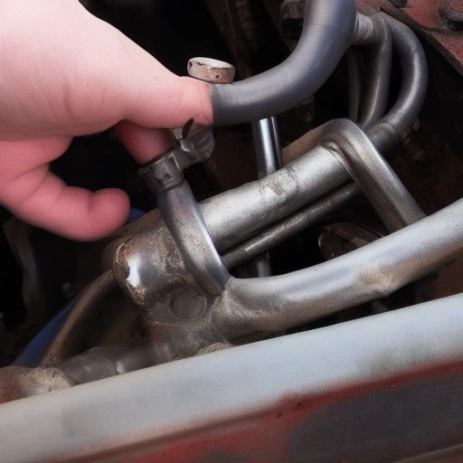 Rusted Oxygen Sensor Mounted in Exhaust Manifold Pipe