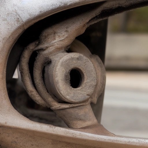 Cracked rubber compliance bushing in lower control arm