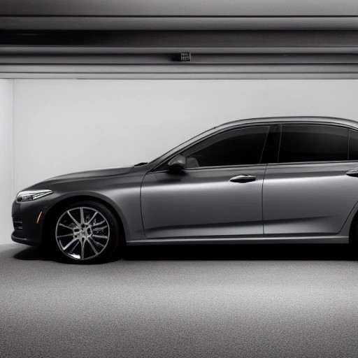 Lowered modern sedan with aftermarket wheels