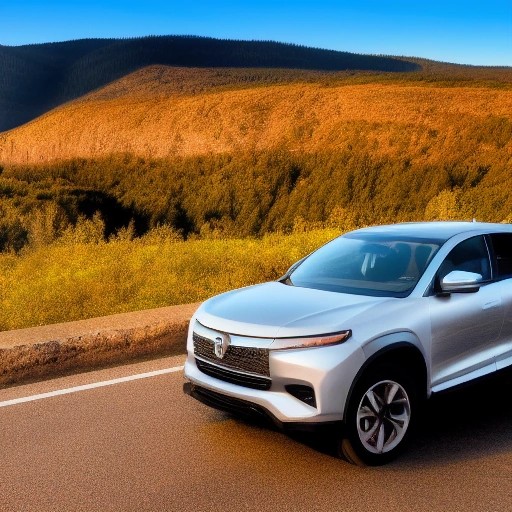 The 2024 modern compact SUV parked on a mountain overlook.