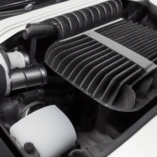 A new engine air filter placed next to its open housing box.