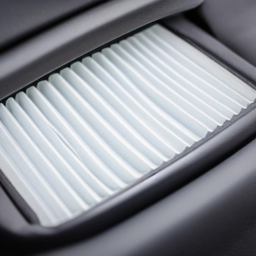 New white pleated cabin air filter element ready for installation