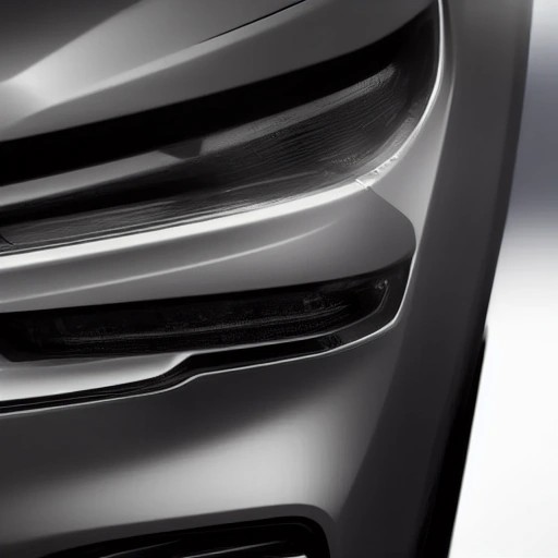 Sleek LED headlight design and front grille of a modern crossover.
