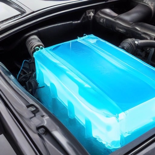 Hybrid vehicle inverter coolant expansion tank showing proper fluid level