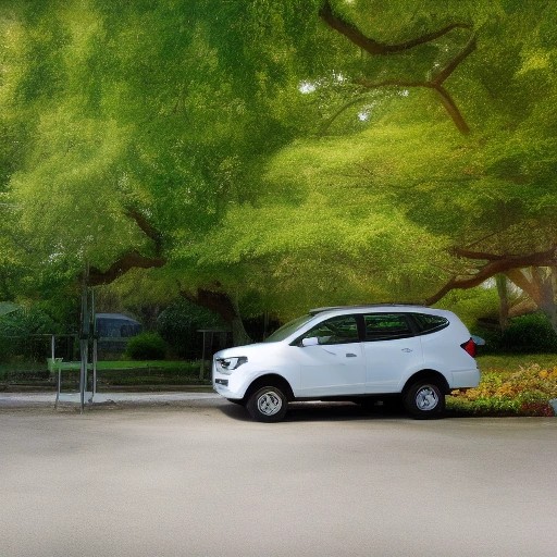 A reliable white family SUV parked at a sunny suburban park.