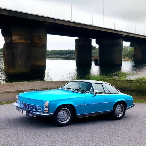 A pristine electronic blue pearl classic coupe parked on a quiet road.